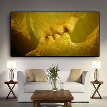 Golden And Black Love Kiss Oil Painting on Canvas Posters and Prints Cuadros Wall Art Pictures For Home Bedroom Living Room Deco 2024 - buy cheap