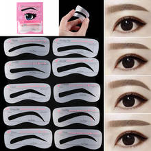 Hot Sale 10/12/14Pcs Eyebrow Stencil Grooming Shaper Template Makeup Stickers Card Reusable Eye Brow Cosmetic Tool for Women 2024 - buy cheap