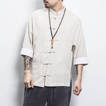 Casaco kimono masculino, jaqueta folgado estilo chinês, plus size 2024 - compre barato