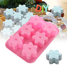 Snowflake Chocolate Mold Soap Silicone Ice Tray Cake Xmas Christmas Mould 6 Cavities DIY Baking Pastry Tools 2024 - buy cheap