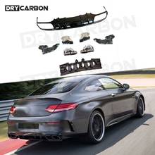 Rear Lip Diffuser Spoiler with Exhaust Tips for Benz C Class W205 C205 C43 C63 AMG 2015-2020 ABS Bumper Aprons Car Styling 2024 - buy cheap