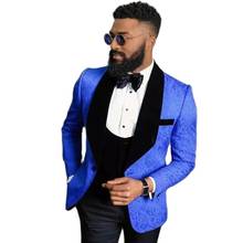 VEIAI Classic Royal Blue Floral Slim Fit Custom Made Mens Suits 2020 Wedding Suits For Groom Tuxedos 3 Pieces Groomsmen Suits Be 2024 - buy cheap