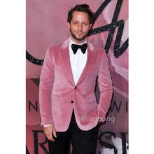 Chaqueta de traje para hombre, Blazer ajustado de terciopelo rosa, para boda, negocios, fiesta de graduación 2024 - compra barato