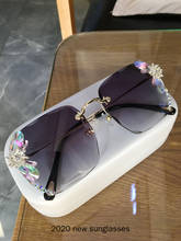 Luxury Sunglasses Women Rhinestone Shades Rimless Sun Glasses Female Luxury Designer Diamond Gradual Trend Eyewear NX 2024 - buy cheap