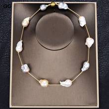 GG Jewelry 20mm Natural White Pink Gray Bead-Nucleated Keshi Baroque Pearl Necklace 2024 - buy cheap