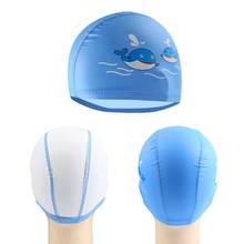 Новая шапочка для плавания с рисунками из искусственной кожи, детская водонепроницаемая шапочка для плавания, защита для ушей с принтом рыб и животных, кепка для дайвинга Q6PB 2024 - купить недорого