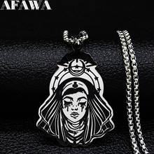 Witch Stainless Steel Statement Necklace Women Pour the cross Moon Black Enamel Necklaces Jewelry Christmas Gift joyas N3230S02 2024 - buy cheap