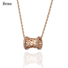 Korean Cubic Zirconia Rose Gold Necklace Women CZ Zircon Dainty 585 Gold Chain Pendant Necklace for Women Girls 2024 - buy cheap