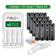 PALO 16 pcs New AA battery Rechargeable battery NI-MH 1.2 V AA battery+LCD charger for AA/AAA battery for Clocks/mice/toys 2024 - buy cheap