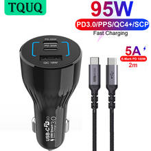 TQUQ 95W USB C Car Charger, PPS PD 65W 30W QC3.0 18W Super Fast Car Phone Laptop Charger Adapter Type C Quick Charge for MacBook 2024 - buy cheap