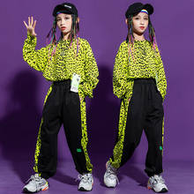 Traje de baile de Jazz para niñas, ropa de Hip Hop, Tops de leopardo verde, pantalones informales de Hip Hop, traje moderno de Hip Hop, ropa de escenario BL5523 2024 - compra barato