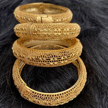 Pulseras indias de color dorado para mujer, brazaletes de Dubái de África, joyería Etíope para novia y boda, 4 unids/lote 2024 - compra barato