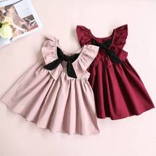 2021 Elegant Style Dress Fashionable Flying Sleeves Women Bow Tie Princess Party Dress  Children's Clothes Girls Lovely Costumes 2024 - buy cheap