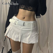 Vintage Denim Pleated Skirts Women Korean Sexy Harajuku Mini Skirts Clubwear Summer Kawaii Solid Outfits 2000s Cuteandpscho 2024 - buy cheap