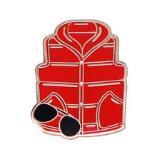 Back To The Future Marty McFly Costume Badge Red Vest and Sunglasses Enamel Lapel Pin Time Travel Sci-fi Movie Fans Gift 2024 - buy cheap