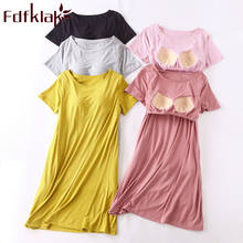 Fdfclass-camisola feminina e sensual, roupa de dormir, manga curta, rosa, tamanhos grandes 2024 - compre barato