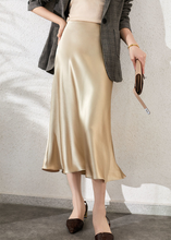 Elegant Women Satin Silk Skirts New Spring Summer High Waist A Line Solid Long Skirt 2024 - buy cheap