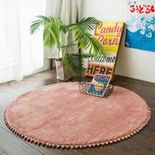 Nordic Round Rug Carpets For Living Room Pink Rugs With Ball Tassels Round Rugs For Bedroom Modern Computer Chair Mat Study Room 2024 - buy cheap