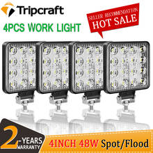 Tripcraft 1-4Pcs led Work light 4“ 4inch 48W Offroad Work Light Bar 12v spot flood led Light for Truck 4x4 led tractor headlight 2024 - buy cheap