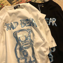 Camisetas de verão harajuku, camisetas hip hop urso, tops brancos, casuais, de manga comprida, roupas femininas, camisetas engraçadas com estampa japonesa 2024 - compre barato