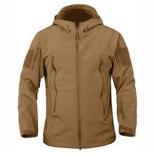 Jaqueta militar tática de pele de sharkskin, casaco acampamento camuflado, à prova de vento com capuz 2024 - compre barato