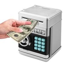 New Cartoon Electronic ATM Password Piggy Bank Cash Coin Can Auto Scroll Paper Money Saving Box Gift For Kids (silvery+black)