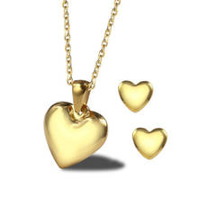 RIR Fashion Dainty Gold Heart Pendant Jewelry Sets Stainless Steel Valentine Day Heart Necklace And Stud Earring For Women 2024 - buy cheap