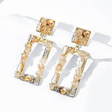 Rectangular shining earrings inlaid crystal retro simple fashion female summer new S925 needle personality earring jewelry 2024 - buy cheap