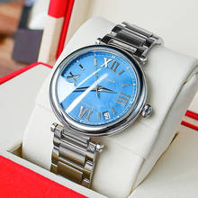 Reef tiger/rt 2020 relógio feminino de marca de luxo, relógio feminino automático de safira, mostrador azul, pulseira de aço, relógios rga1595 2024 - compre barato