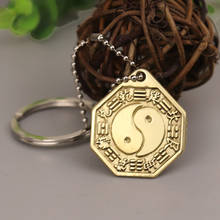 Feng Shui Chinese Copper Keychain Tai Chi Convex Concave BaGua Mirror Tai Sui Amulet 2021 Wealth Home Decoration Accessories 2024 - buy cheap
