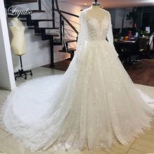 Liyuke Full Sleeve Ball Gown Wedding dreses With Gorgeous Lace Of Chapel Train Bride Dress 2024 - buy cheap