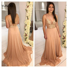 YUNUO Chiffon A-line vestidos de gala Prom Dresses 2021 Sleeveless Appliques Lace Dress Prom Evening Gowns for Formal Party 2024 - buy cheap