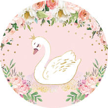 Girl Swan Birthday Party Round Backdrop Cover Pink Princess Baby Shower Circle Banner Customize Background Photobooth 2024 - buy cheap