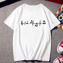 New white T-shirt women fashion creative Musical note printed T shirt Female Harajuku Tshirt ulzzang clothes vintage clothing 2024 - buy cheap