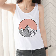 Camisola sin mangas para mujer, remera Rosa creativa de pico de montaña, Camiseta con estampado impreso para mujer, camiseta informal holgada Harajuku 2024 - compra barato