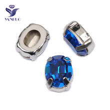 YANRUO-diamantes de imitación para decoración de ropa, cristales de estrás cosidos, ovalados, azules Capri, todos los tamaños, K9 Strass, 4128 2024 - compra barato