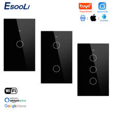 EsooLi 1/2/3 Gang US Standard Tuya APP WIFI Switch Touch Smart Home Glass Panel Wall Switch Google Home Null and Fire Line 2024 - buy cheap