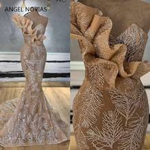 Long Mermaid Champagne Glitters Abendkleider Arabic Evening Dress 2020 Robe De Soiree Longue 2018 Musulman 2024 - buy cheap