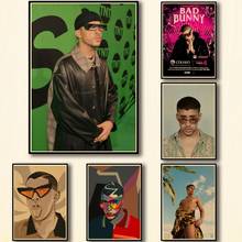 49 Designs Reggae Singer Bad Bunny Kraftpaper Poster Artwork Fancy Wall Sticker for Coffee House Bar 2024 - buy cheap