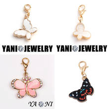 20pcs/Lot Crystal Pink White Colors Animal Butterfly Charms Pendant Fit Handcraft Women Necklaces Keychain Jewelry Finding 2024 - buy cheap