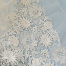 GLace-tela de costura de malla de encaje para vestido de novia, accesorios de tela de seda de leche, 3D, blanco roto, 1Y/lote, TX1381 2024 - compra barato
