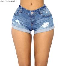 Summer Women Sexy Crimping Denim Shorts Ladies Vintage Mid waist sexy Ripped Tassel casual Hot Short Jeans Femme Slim Streetwear 2024 - buy cheap