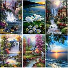 Pintura de diamantes 5D para manualidades, bordado de diamantes de paisaje de resina redondo completo, Kits de mosaico de punto de cruz, regalo artístico de pared 2024 - compra barato