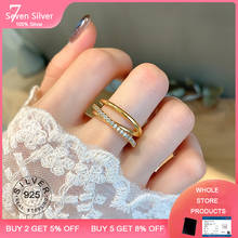 Retro Thai Silver gold color zircon Creative 925 Sterling Silver Female Resizable Opening Rings 2024 - buy cheap