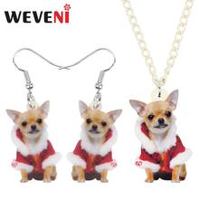 WEVENI-Conjunto de joyería de acrílico para mujer, Niña y Adolescente, traje de Navidad, Chihuahua, perro, collar, pendientes, Animal, regalo de decoración 2024 - compra barato