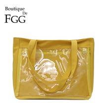 Boutique De FGG Large Capacity Women Causal Tote Bags Fashion Shoulder Bags Transparan Shopping Handbags and Purses 2024 - buy cheap