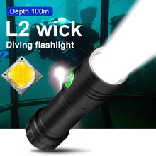 Lanterna de mergulho l2 pavio, lanterna recarregável mais profissional subaquática com luz de led usb ipx8 à prova d'água 2024 - compre barato