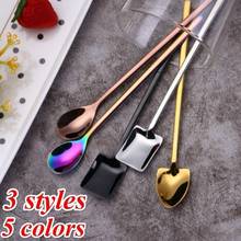1Pcs 304 Stainless Steel Creative Coffee Spoon Stirring Spoon Bar New Pointed Ice Spoon Square Head Dessert Spoon 2024 - buy cheap