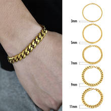 Men's Bracelet Curb Cuban Link Chain Stainless Steel Womens Bracelets Bangle Gold Balck Silver Color 3mm-11mm Jewelry Gift KBB9 2024 - buy cheap