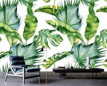 Custom wallpaper photo Nordic style tropical leaves large banana leaf TV background wall home decoration murals 3d wallpaper 2024 - buy cheap